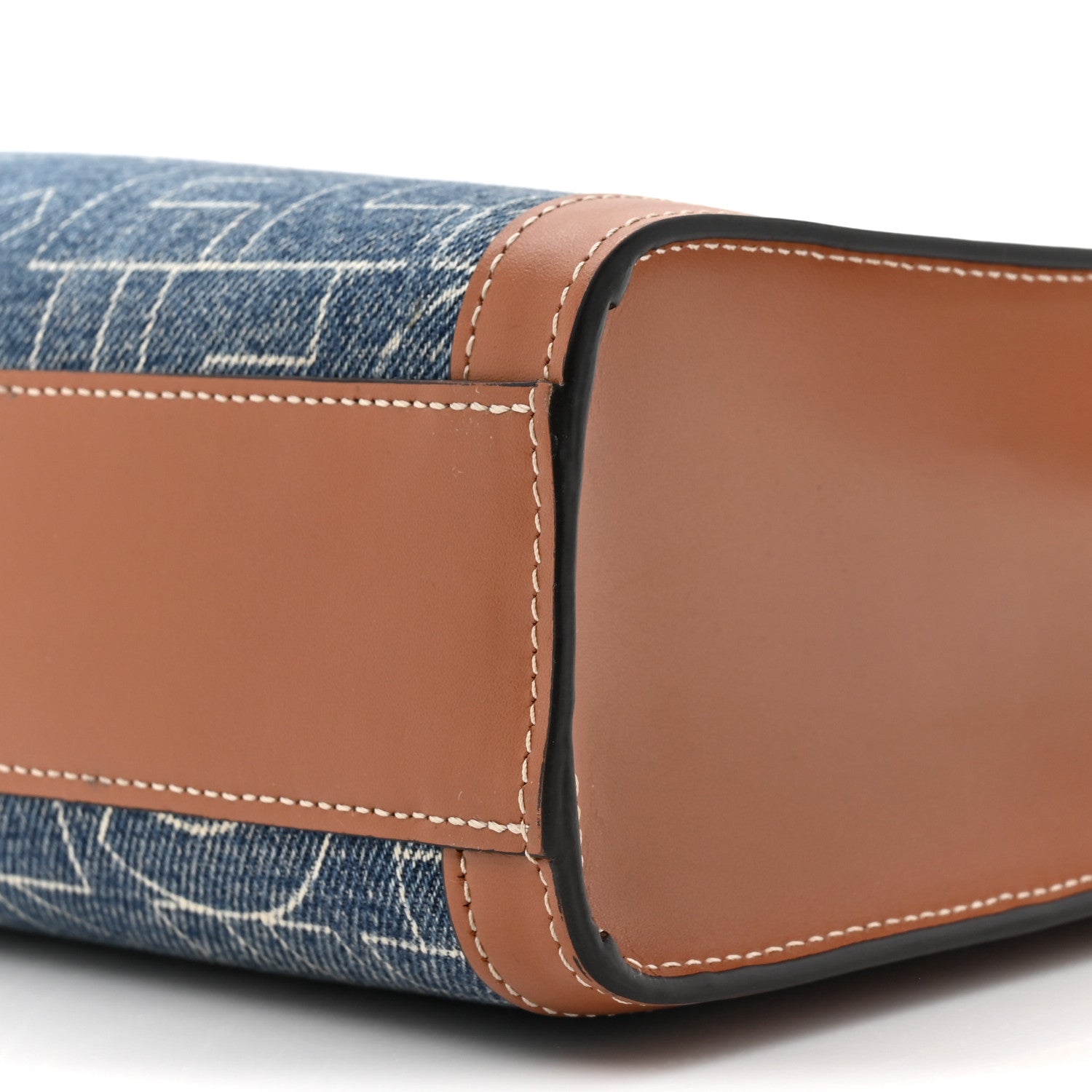 Denim All Over Print Small Vertical Cabas Navy Tan