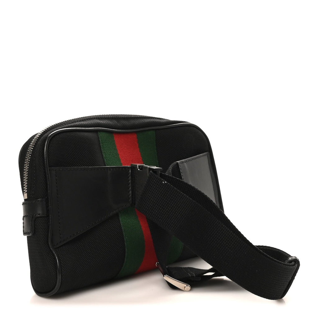 Canvas Web Slim Belt Bag Black