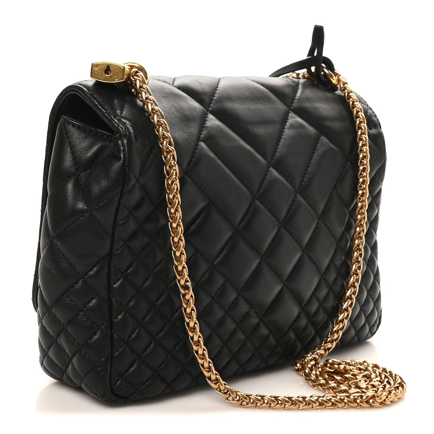 Nappa Quilted La Medusa Chain Crossbody Black