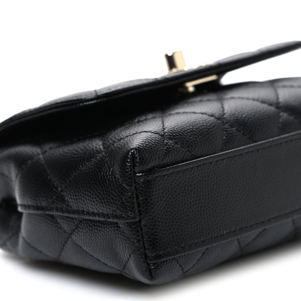 Caviar Quilted Coco Handle Clutch With Chain Black