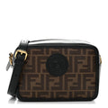 Glazed Fabric Vitello Century FF 1974 Stamp Patch Mini Camera Case Mogano Panna Black