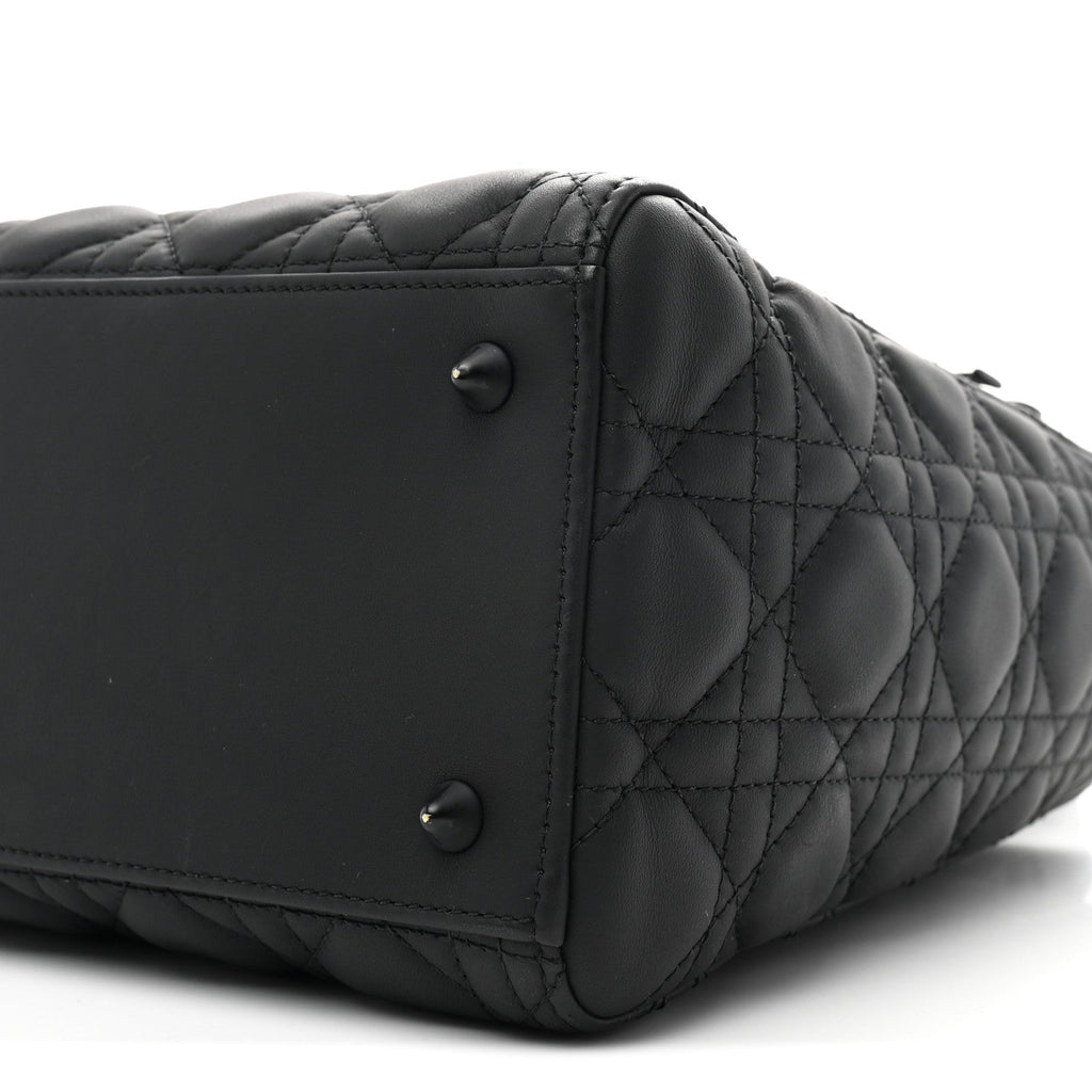 Ultra Matte Calfskin Cannage Medium Lady Dior Black