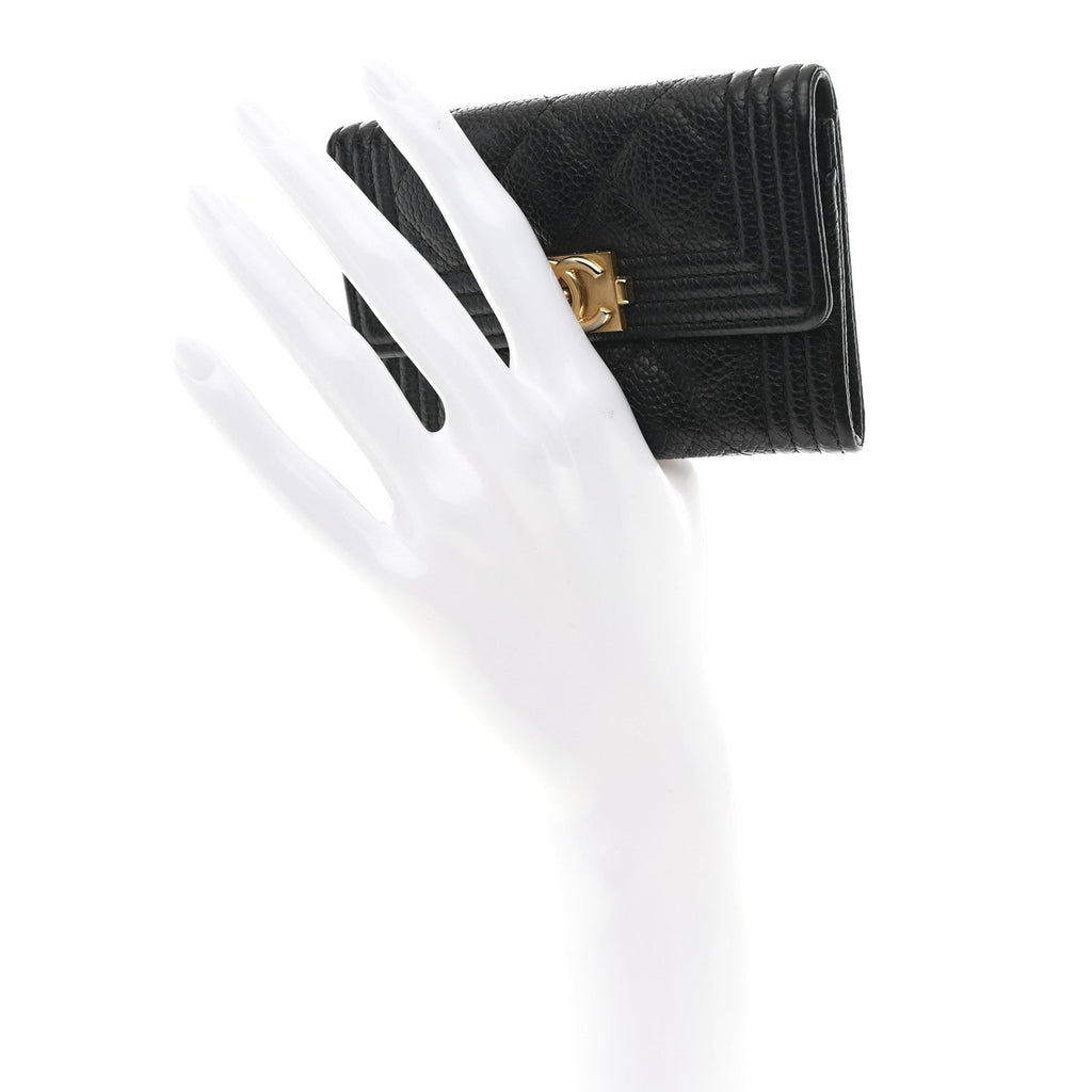 Caviar Quilted Boy Flap  Holder Black
