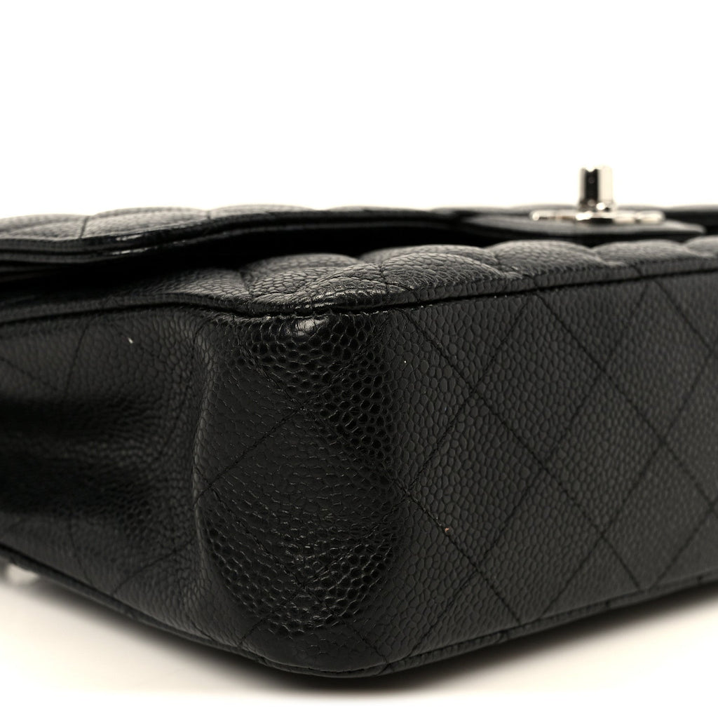 Caviar Quilted Medium Double Flap Black
