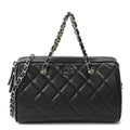 Caviar Quilted Barrel Purse With Chain  Black