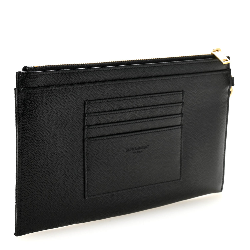 Grain De Poudre Chevron Monogram Large Bill Pouch Black