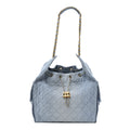 Washed Denim Quilted Medium Chanel 25 Handbag Blue