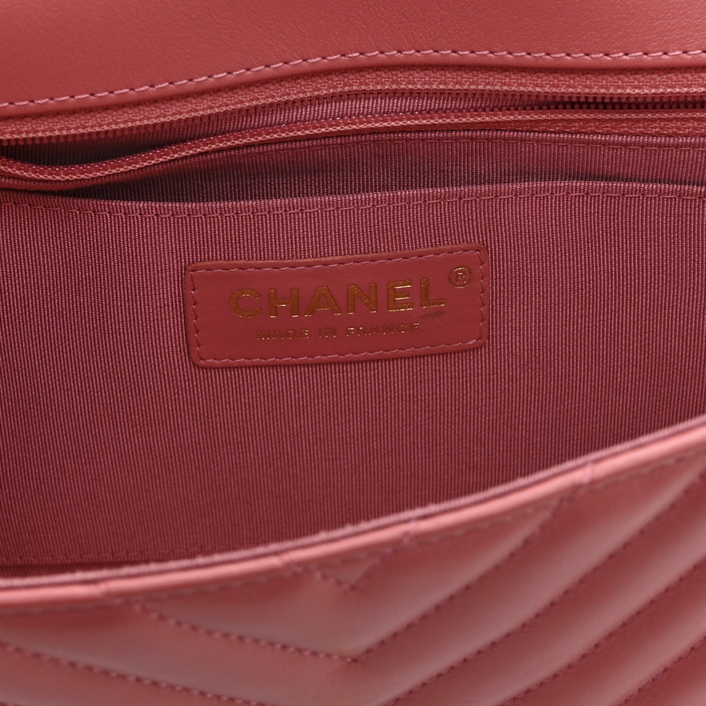 Calfskin Chevron Quilted Small Statement Flap Pink