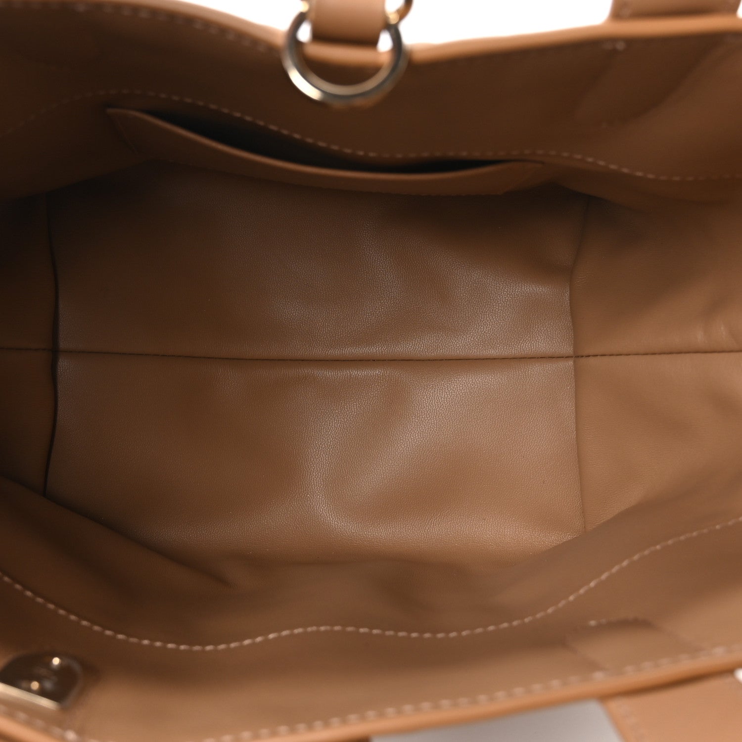 Calfskin Macrocannage Small Toujours Vertical Beige