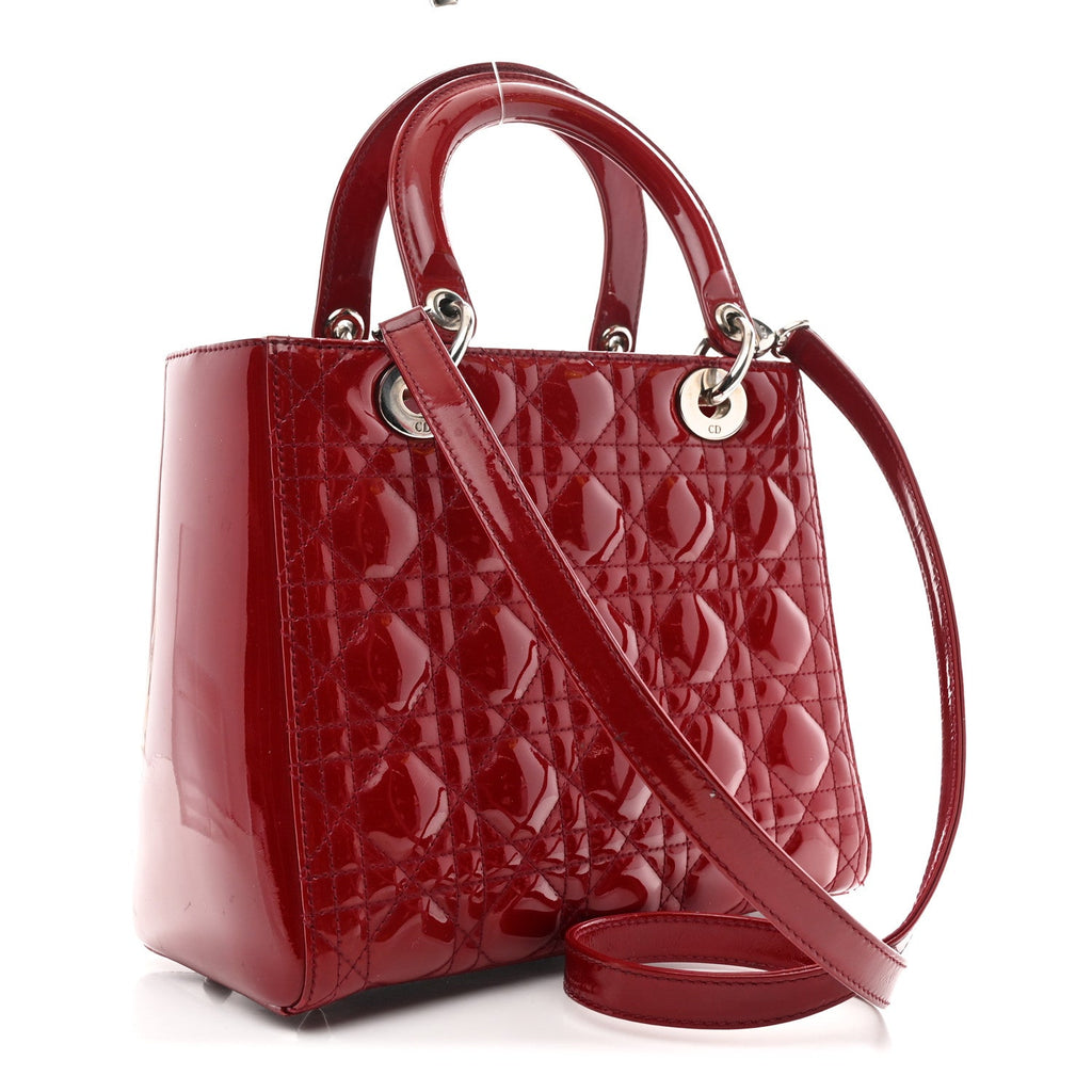 Patent Cannage Medium Lady Dior Red