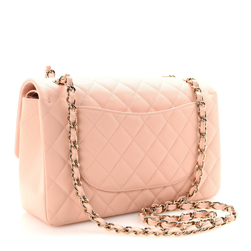 Caviar Quilted Jumbo Double Flap Light Pink