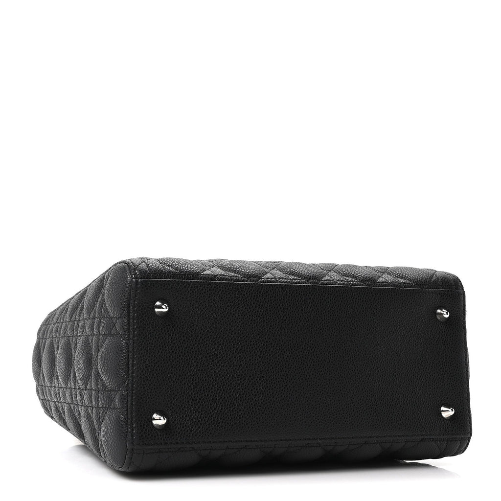 Grained Calfskin Cannage Medium Lady Dior Black