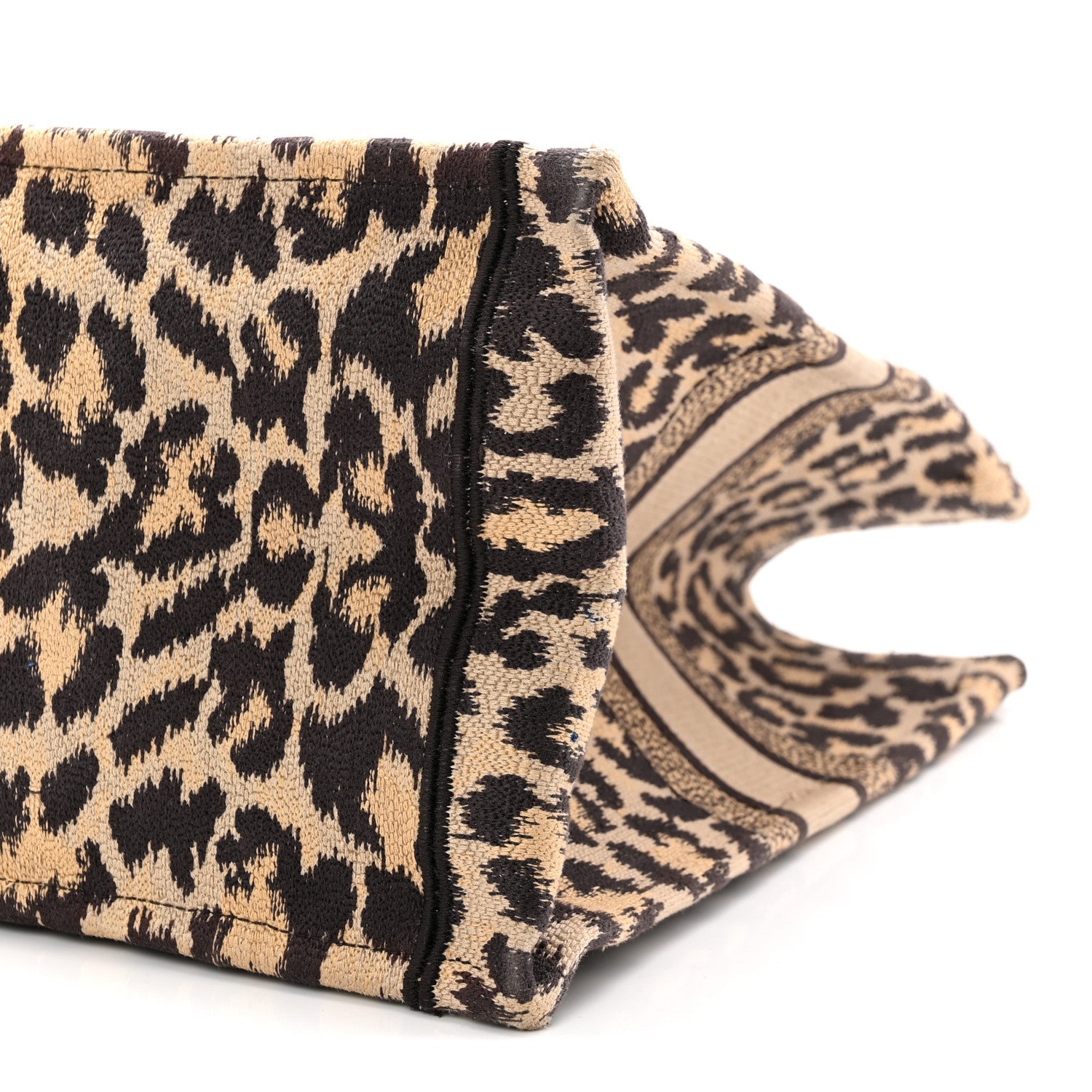 Canvas Mizza Embroidered Large Leopard Book Tote Beige