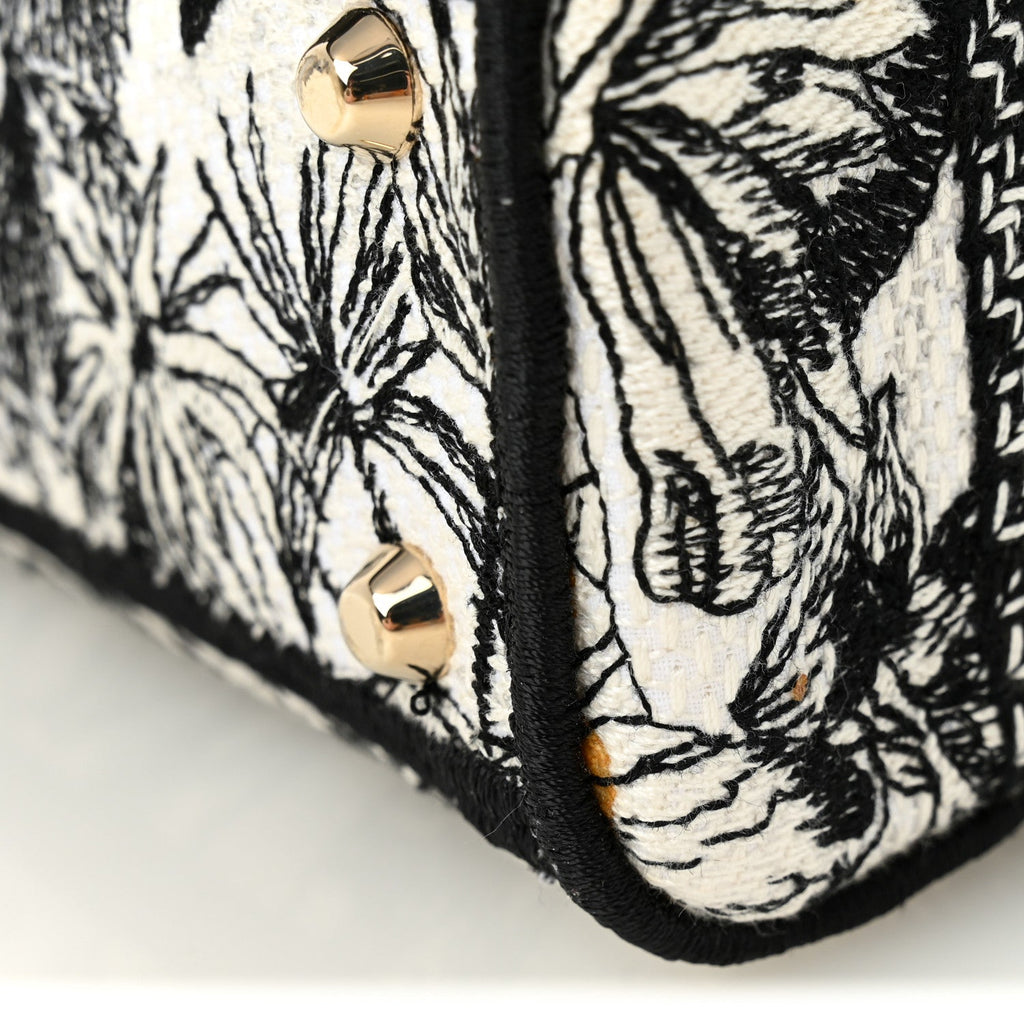 Canvas Embroidered Toile De Jouy Mini Lady D-Lite White Black