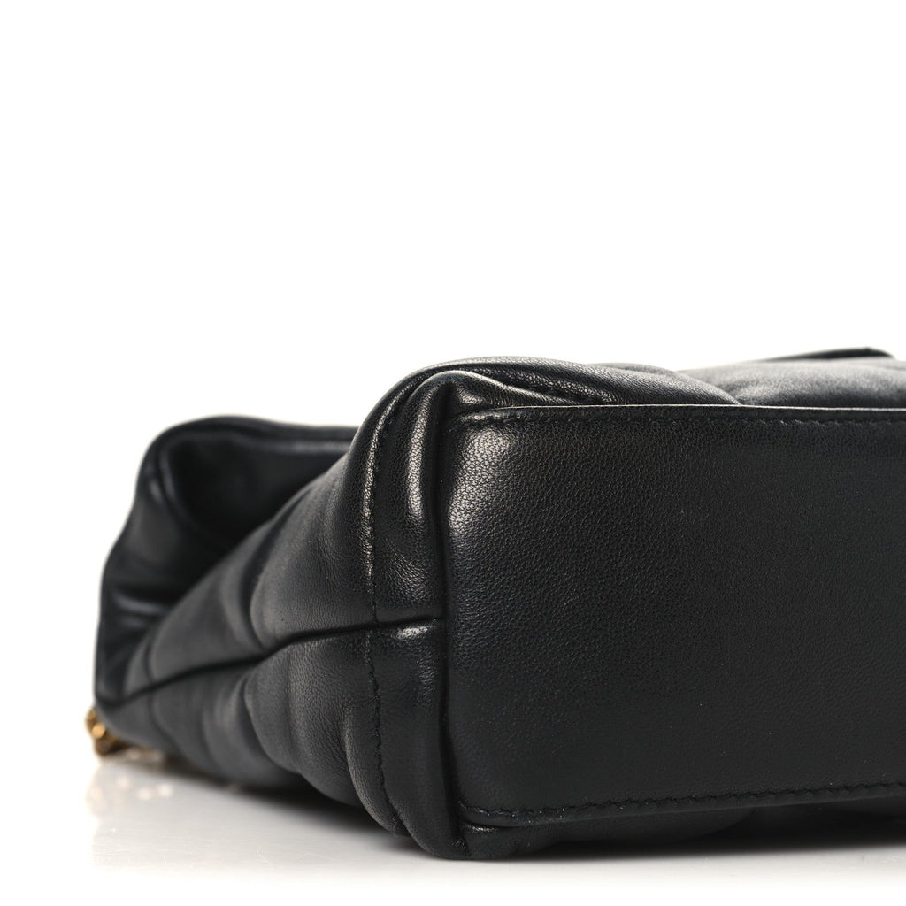 Lambskin Quilted Toy Loulou Puffer Monogram Chain Satchel Black