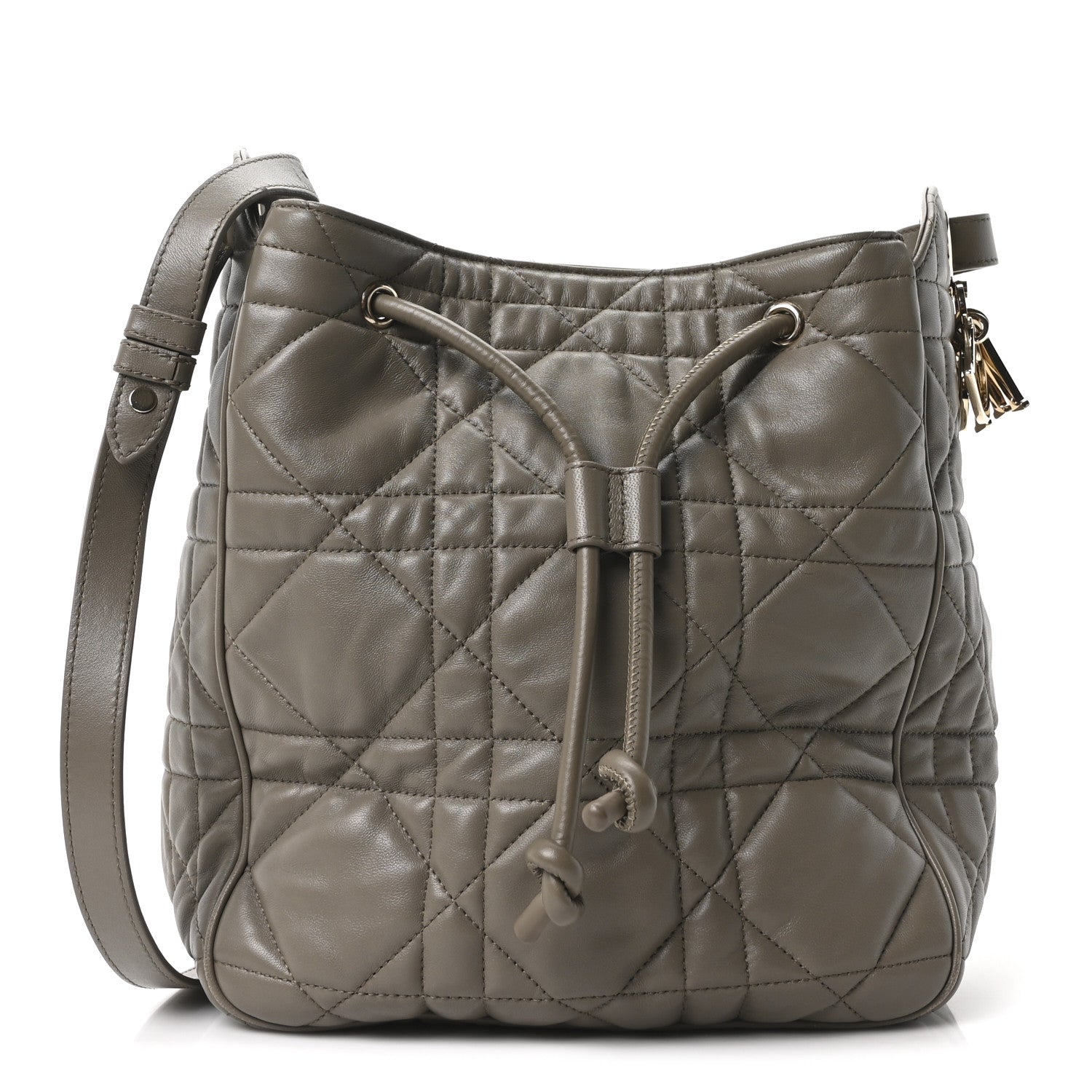 Calfskin Macrocannage Medium D-Motion Bag Clay Green