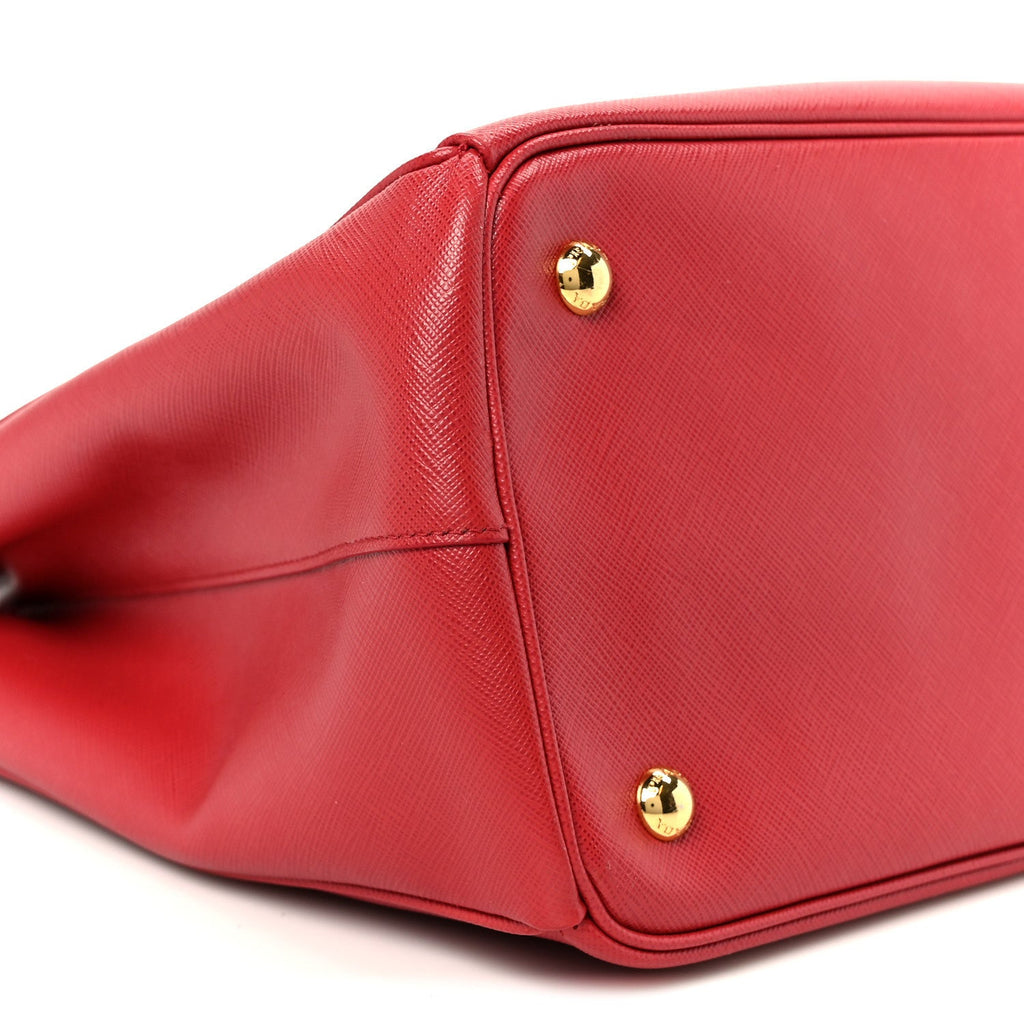 Saffiano Lux Large Double Zip Tote Fuoco