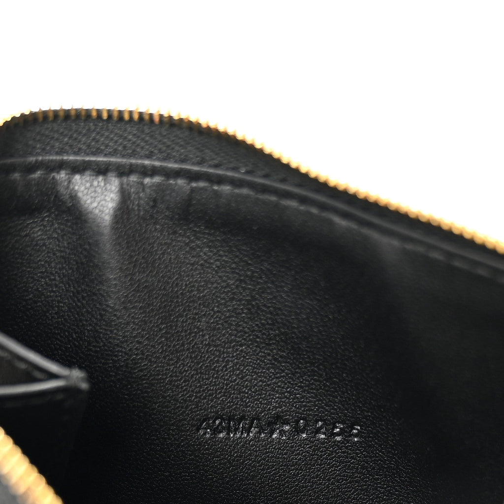 Supple Calfskin Cannage Caro Cosmos Zipped  Holder Black