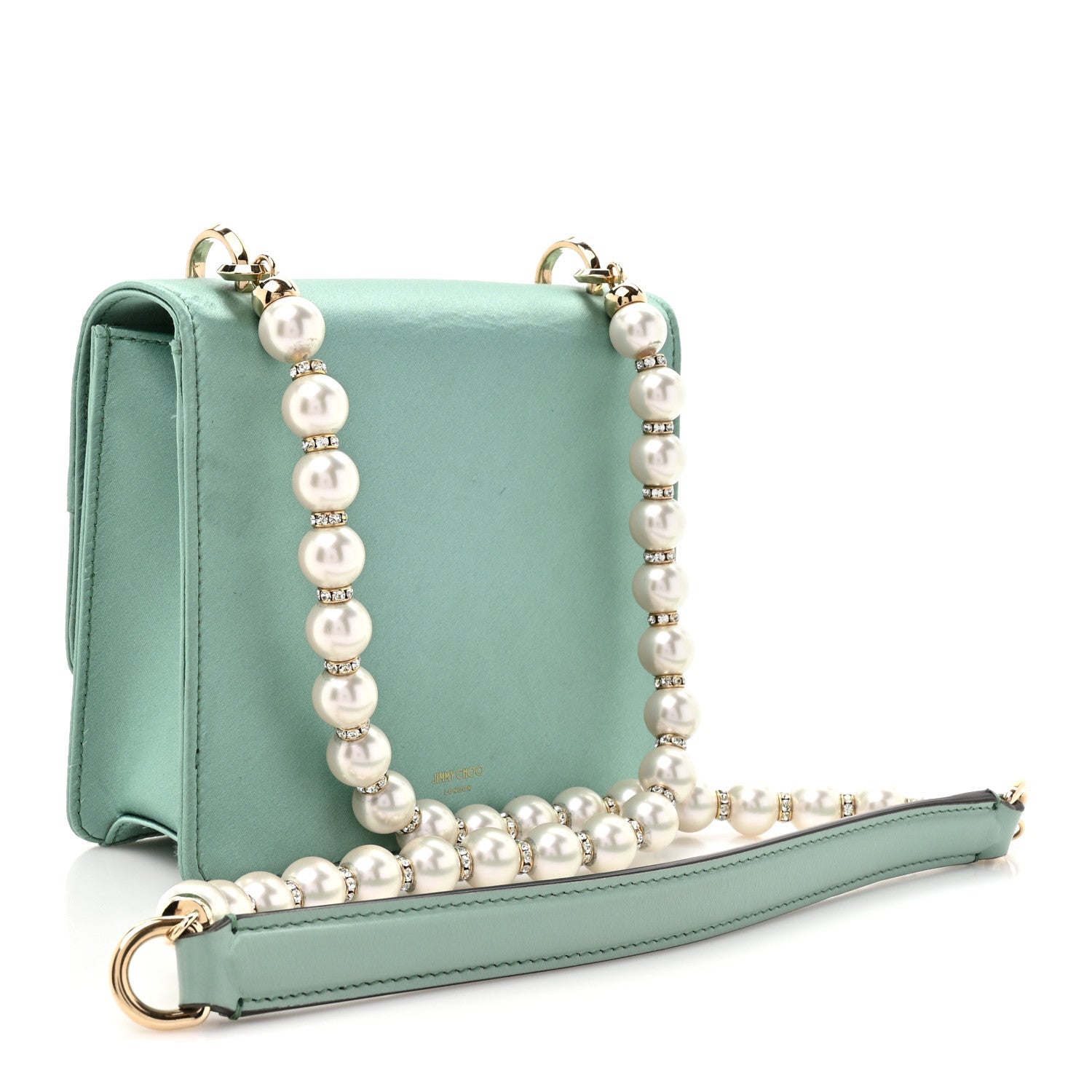 Satin Pearl Varenne Shoulder Bag Green