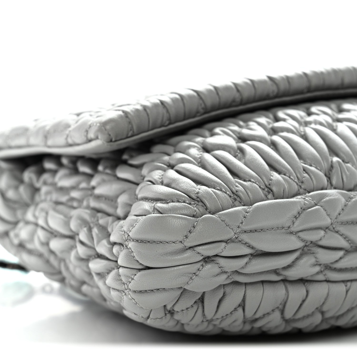 Nappa Matelasse Crystal Flap Clutch Grey