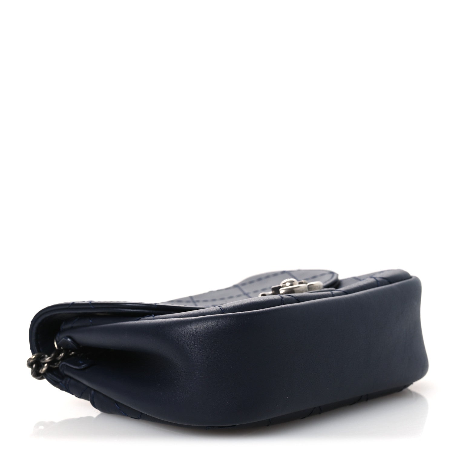 Calfskin Stitch CC Small Flap Navy Blue