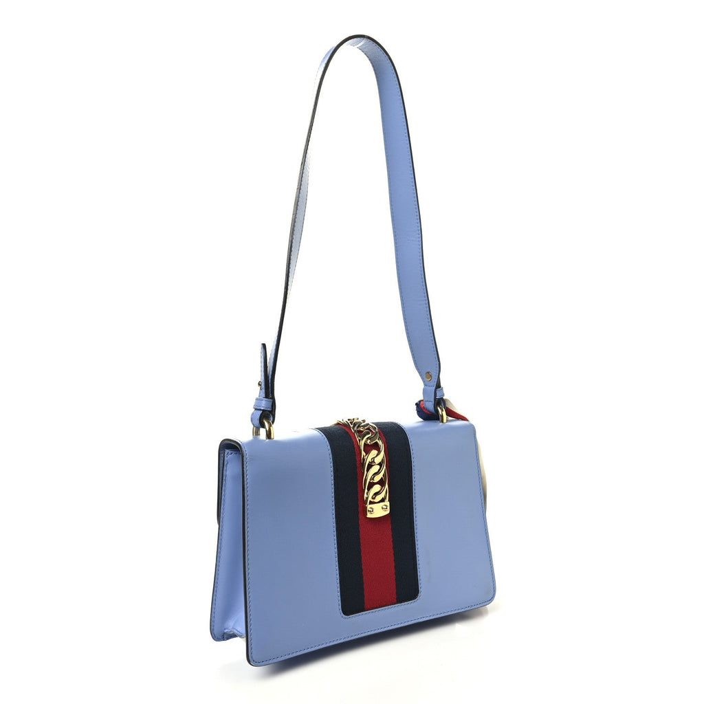 Calfskin Small Sylvie Shoulder Bag Clear Sky Blue