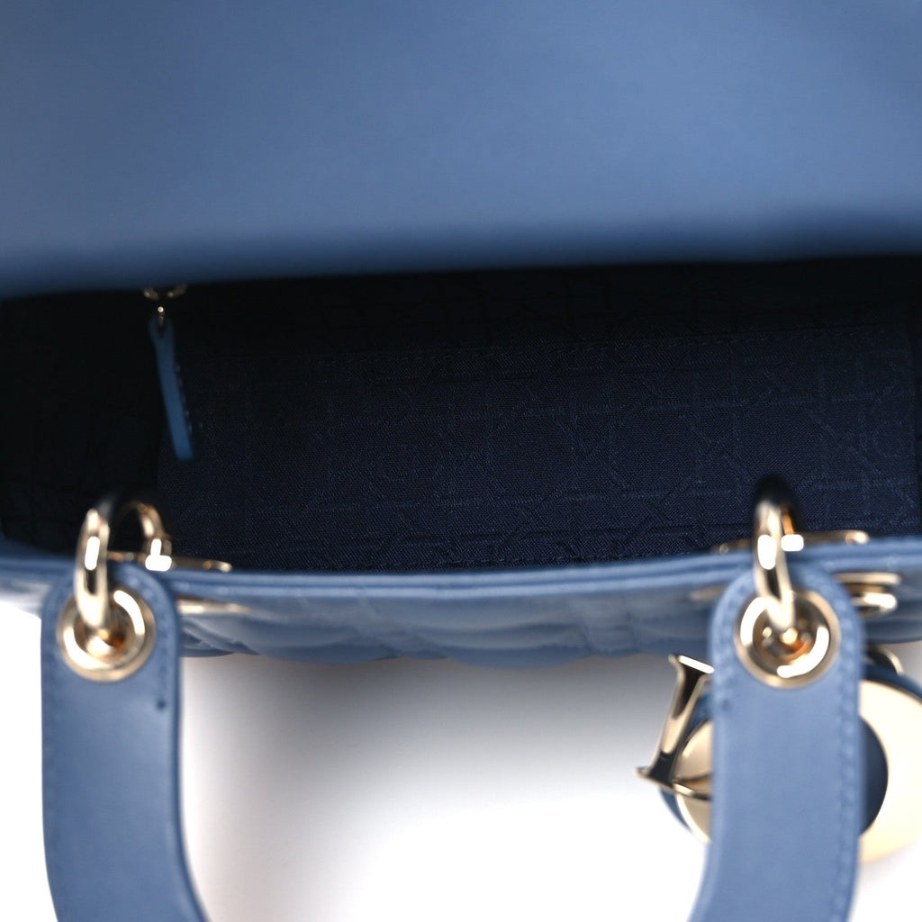 Lambskin Cannage Small My ABCDior Lady Dior Blue Denim