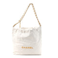 Shiny Calfskin Quilted Small Chanel 22 White