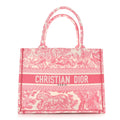 Canvas Embroidered Medium Dioriviera Toile De Jouy Book Tote Peony Pink