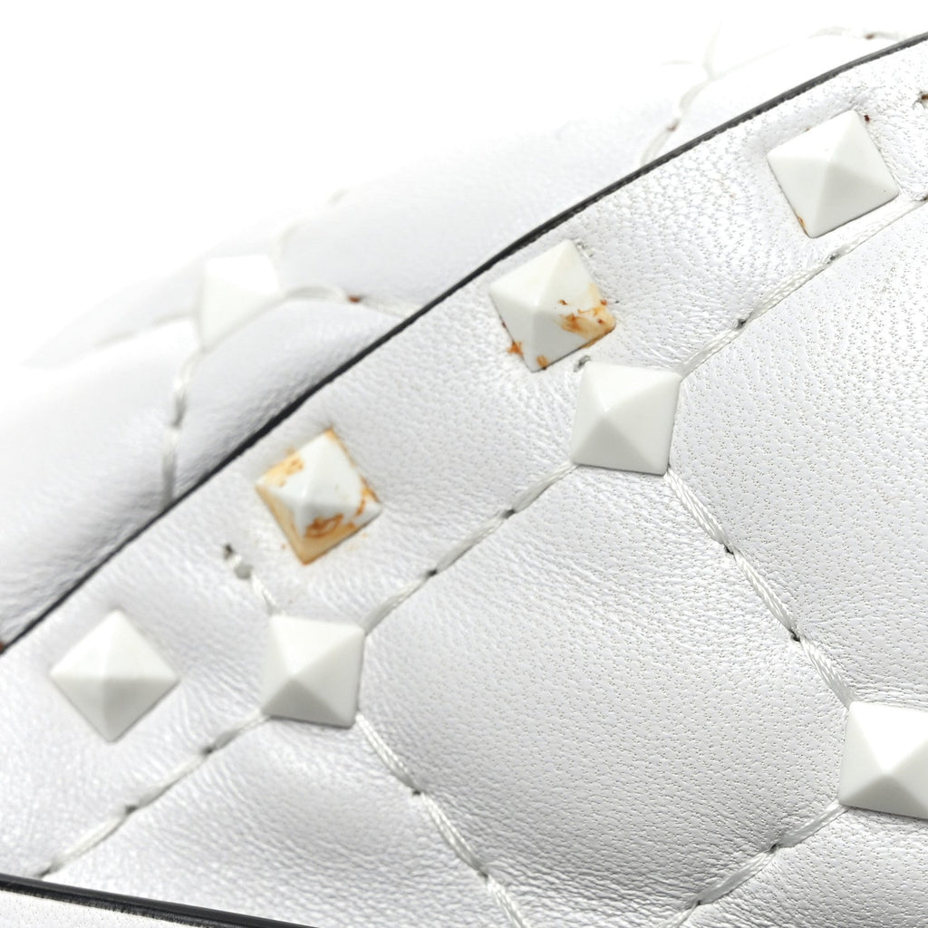 Lambskin Free Rockstud Spike Bowling Bag White