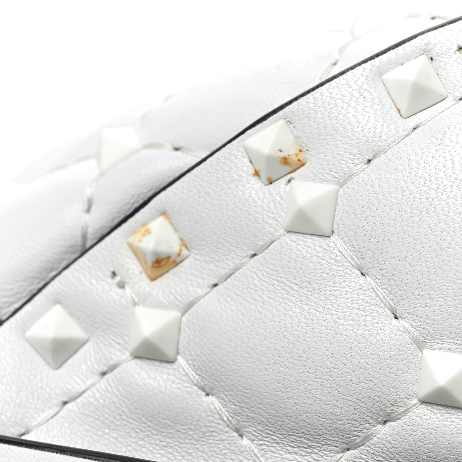 Lambskin Free Rockstud Spike Bowling Bag White