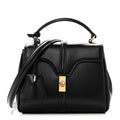 Satinated Calfskin Mini 16 Top Handle Bag Black