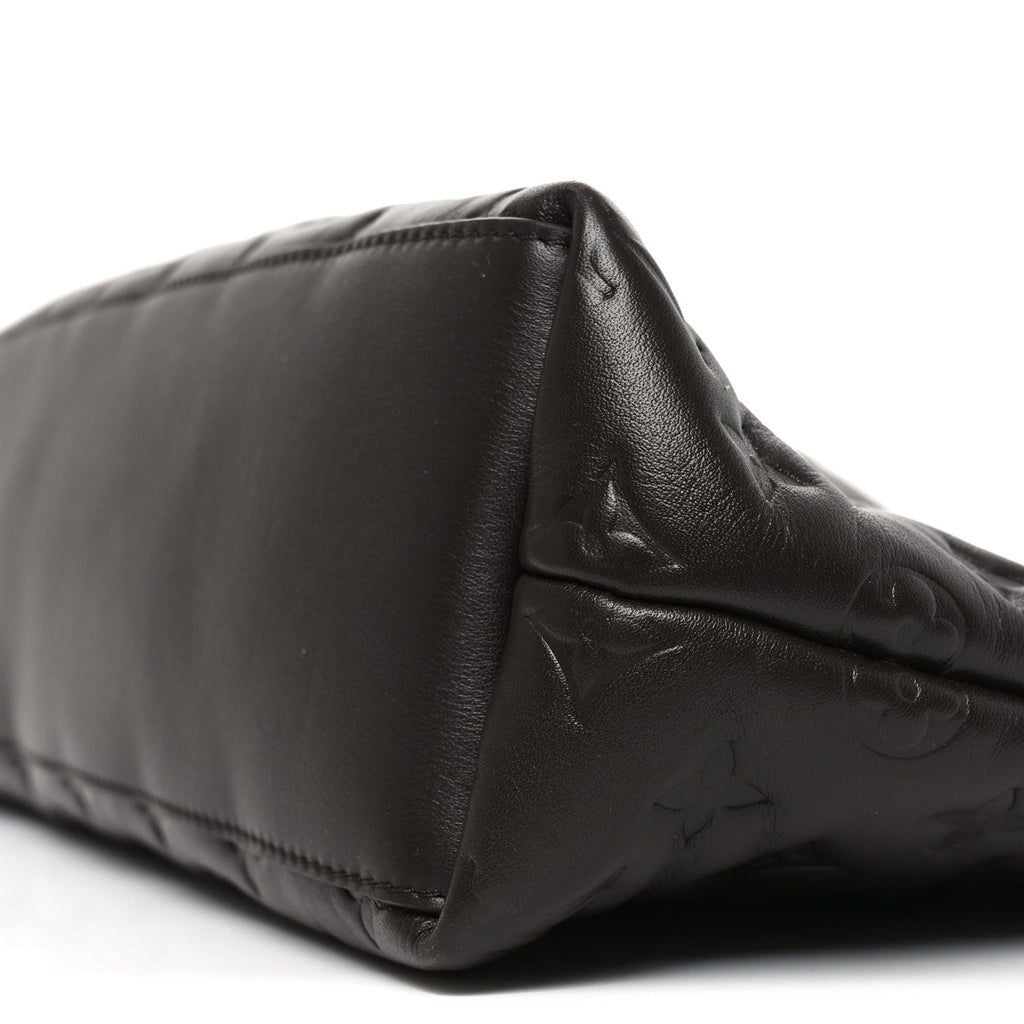 Calfskin Embossed Monogram Coussin Hobo MM Chocolate