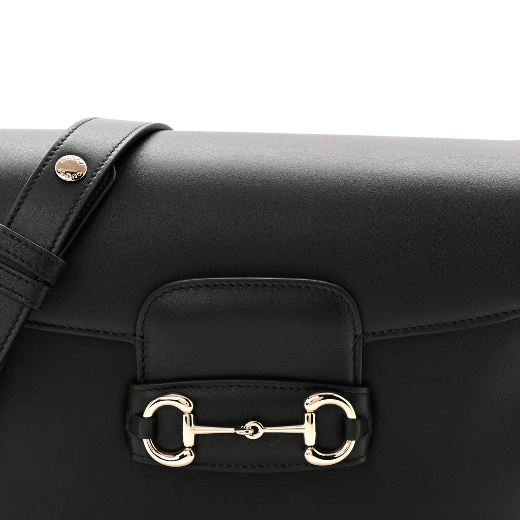 Ciny Lux Calfskin Horsebit 1955 Soft Small Shoulder Bag Black
