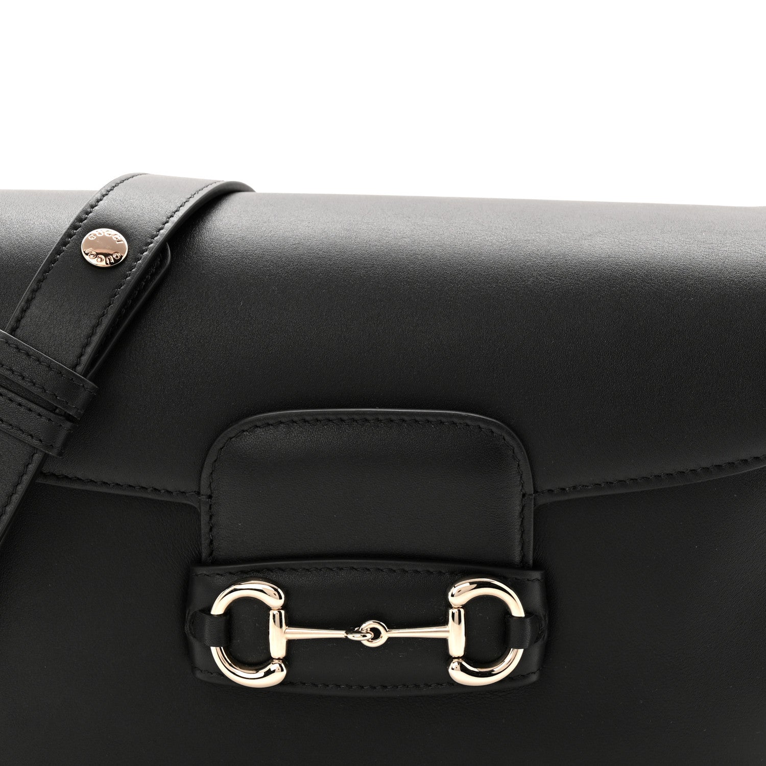Ciny Lux Calfskin Horsebit 1955 Soft Small Shoulder Bag Black
