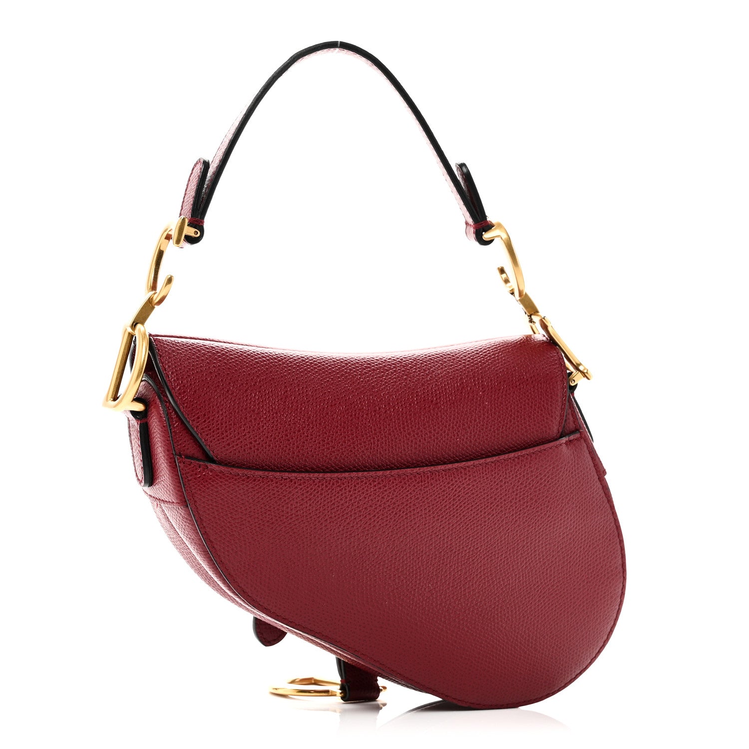 Grained Calfskin Mini Saddle Bag Red