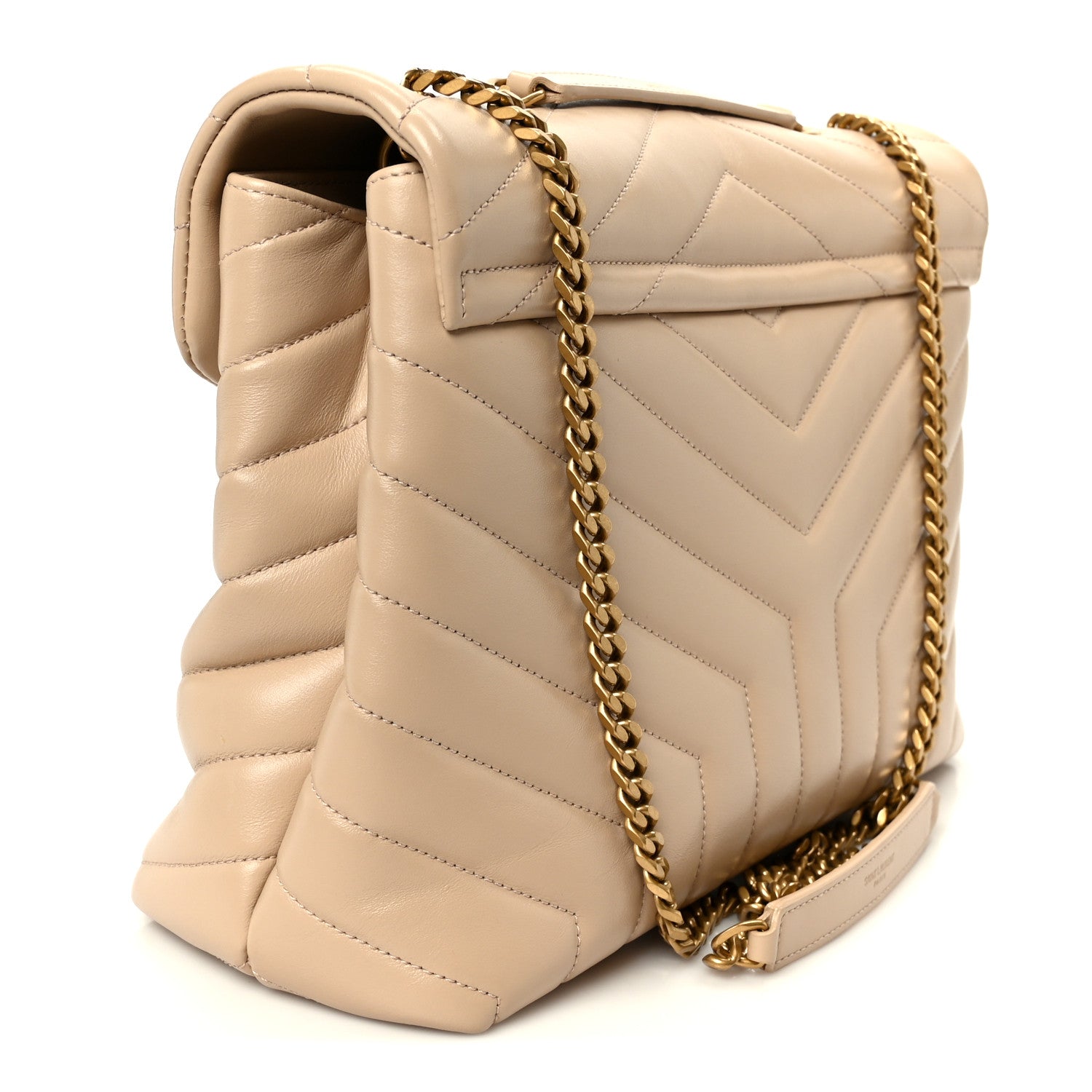 Calfskin Y Quilted Monogram Medium Loulou Chain Satchel Dark Beige