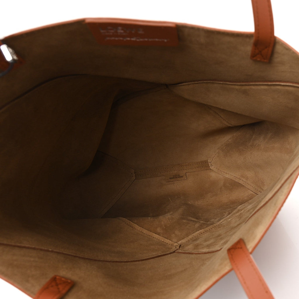 x Albers Calfskin Medium Puzzle Fold Tote Caramel Bright Green