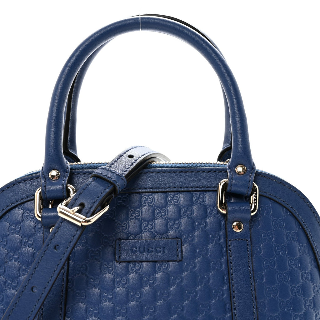 Soft Microguccissima Mini Dome Bag Blue