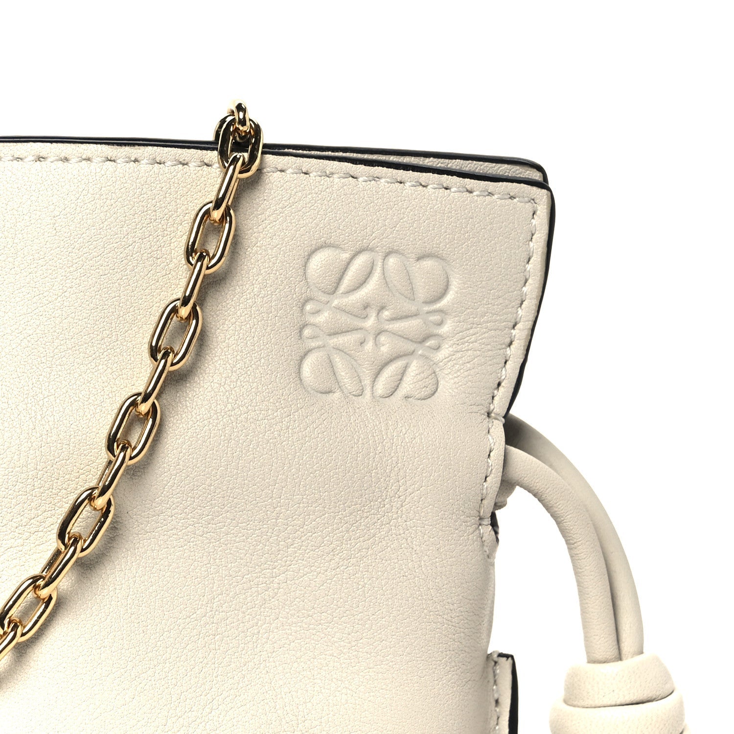 Calfskin Nano Flamenco Knot Clutch Soft White