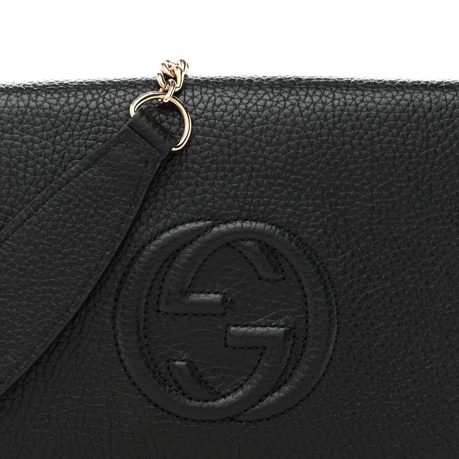 Pebbled Calfskin Soho Wallet On Chain Black