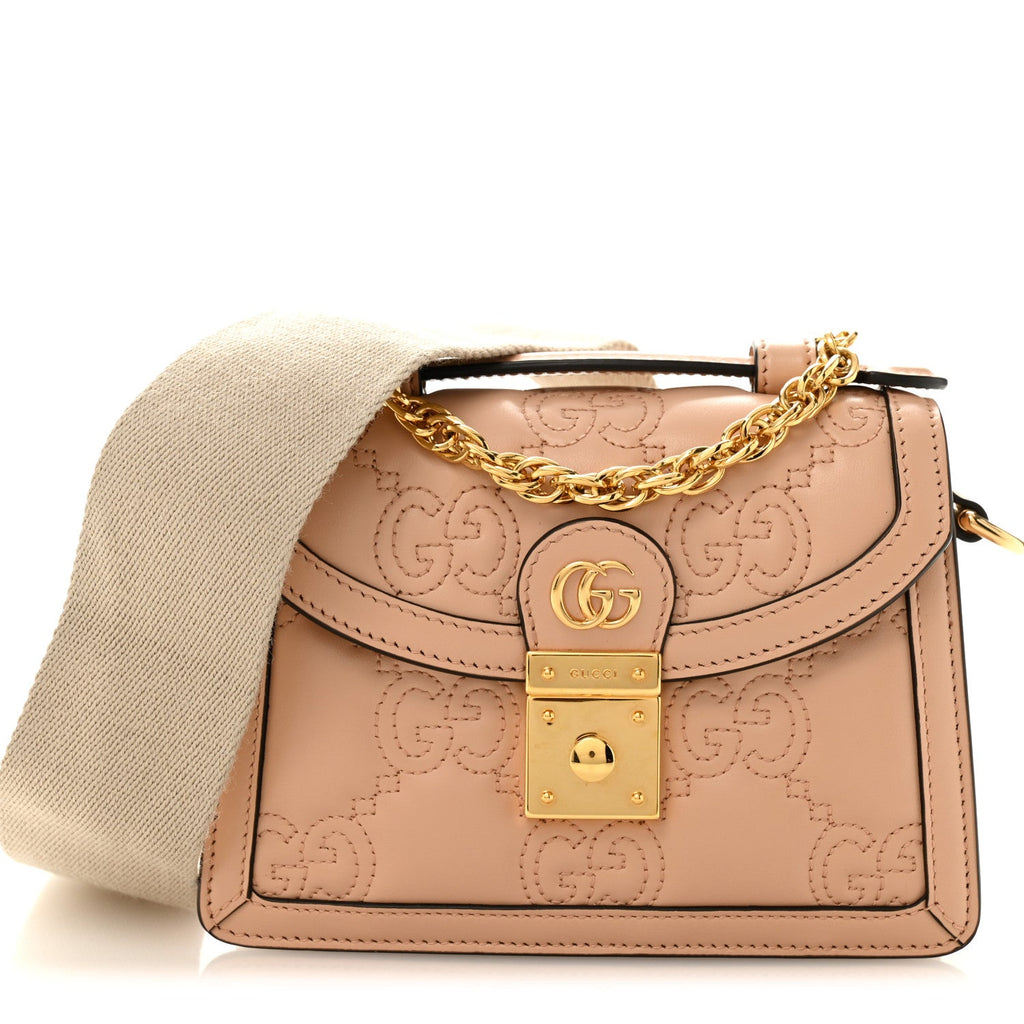 Calfskin GG Matelasse Mini Chain Top Handle Bag Light Pink