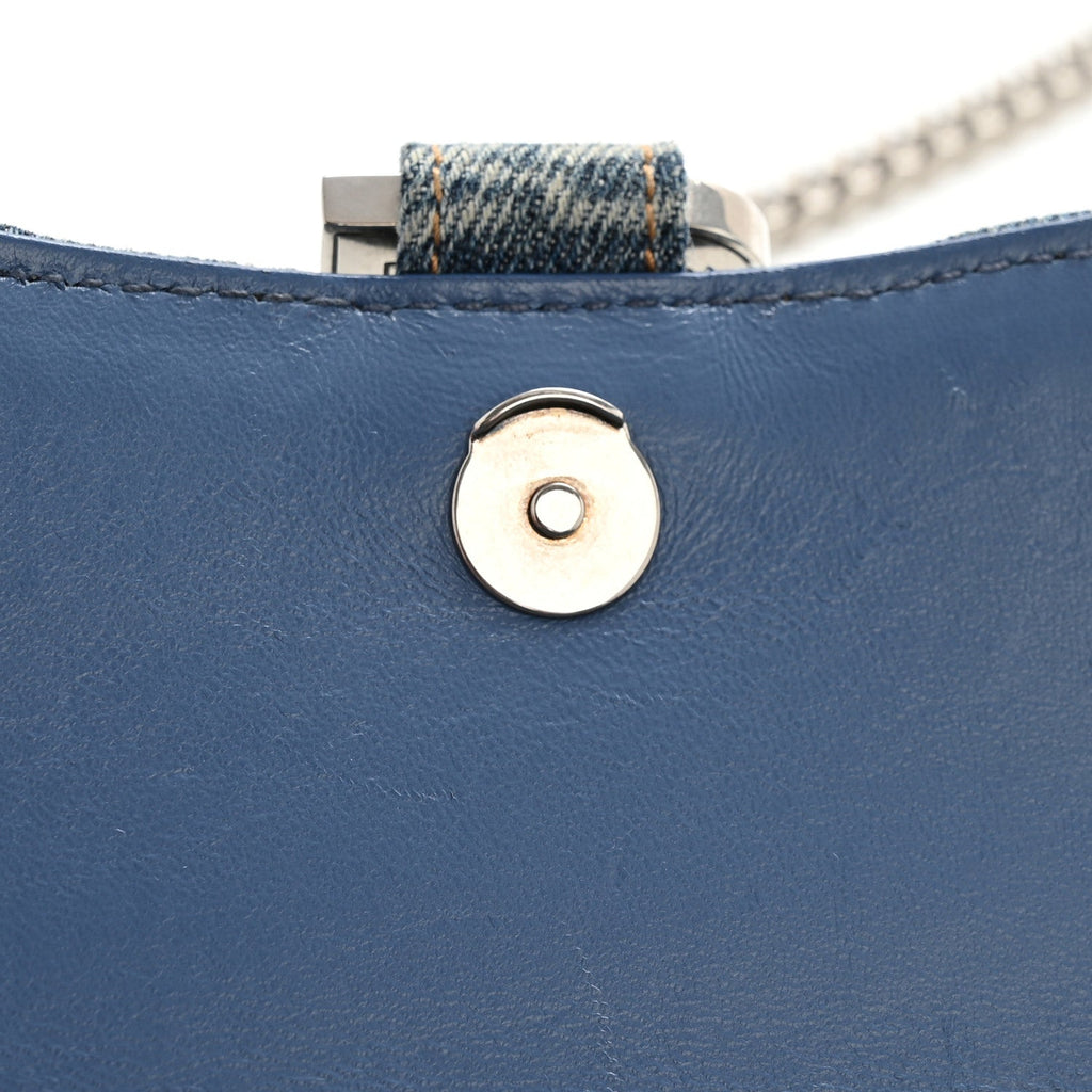 Denim BB Monogram Hourglass Chain Bag Blue