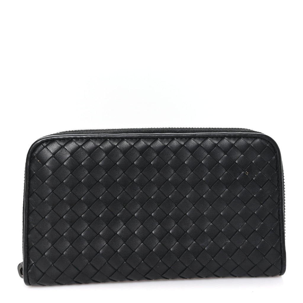 Nappa Intrecciato Zip Around Wallet Black