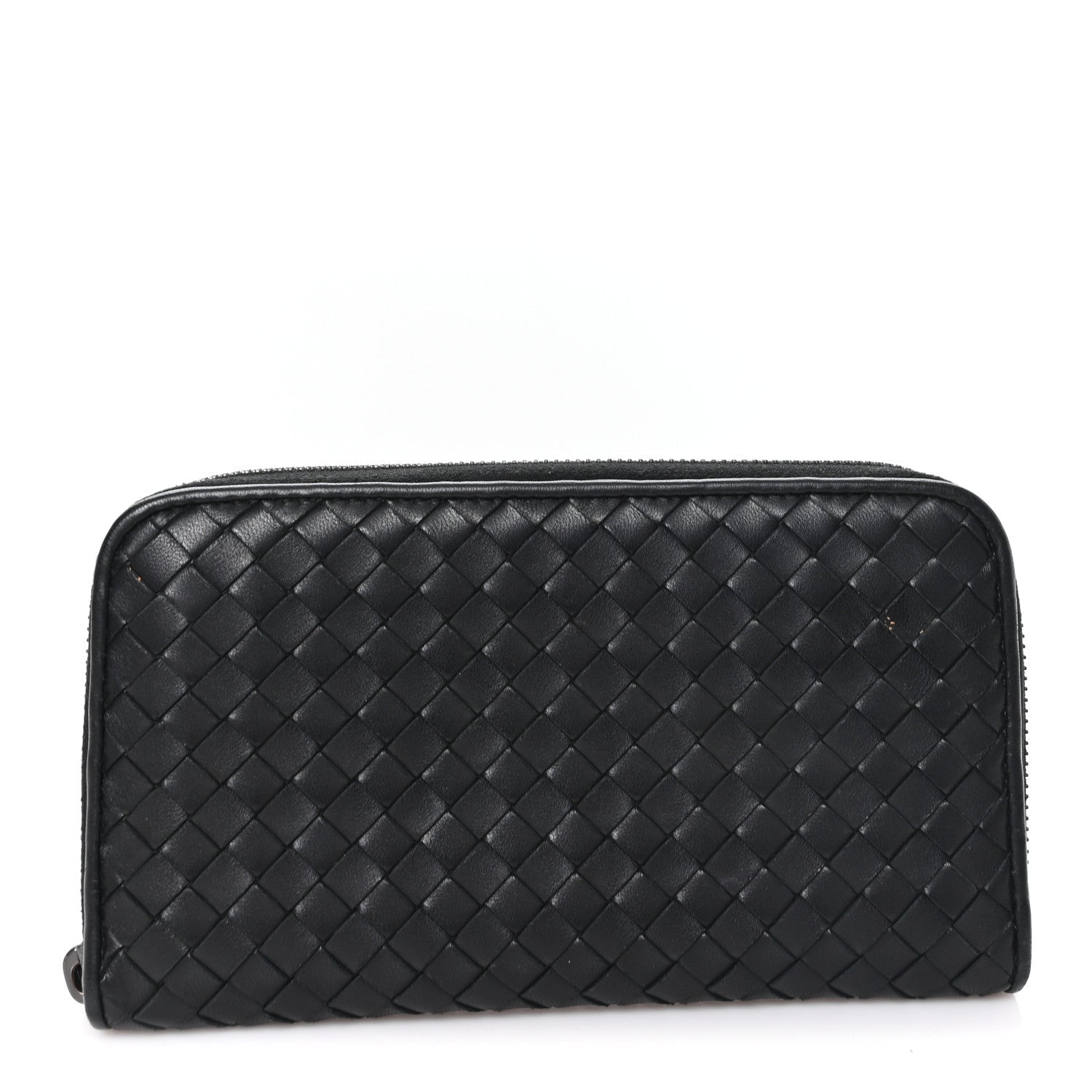 Nappa Intrecciato Zip Around Wallet Black