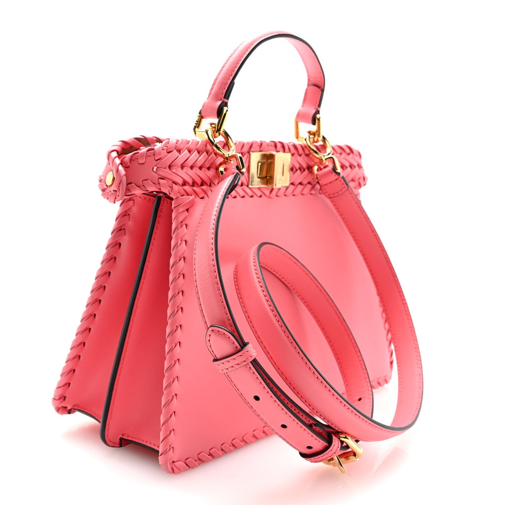 Vitello King Shiny Nappa Intreccio Small Peekaboo I SEE U Satchel Pink Dalia