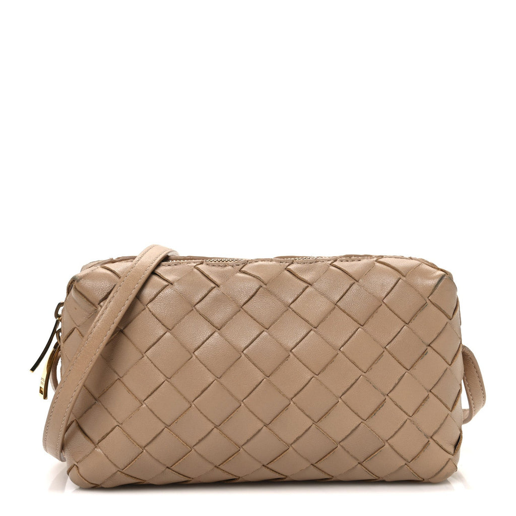 Nappa Intrecciato Nodini Mini Crossbody Almond