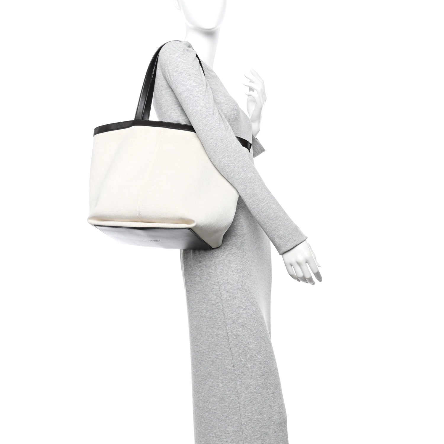 Canvas Mix Nappa Intrecciato Medium Flip Flap Tote Natural Fondant