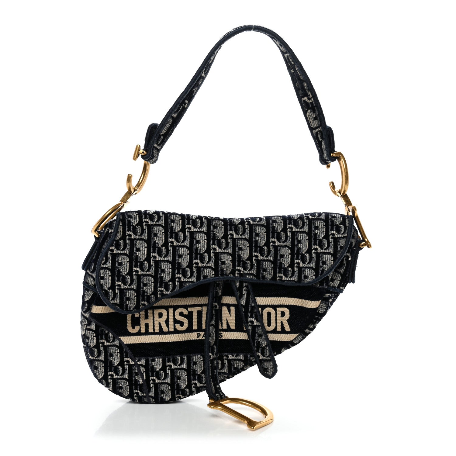 Velvet Oblique Saddle Bag Blue