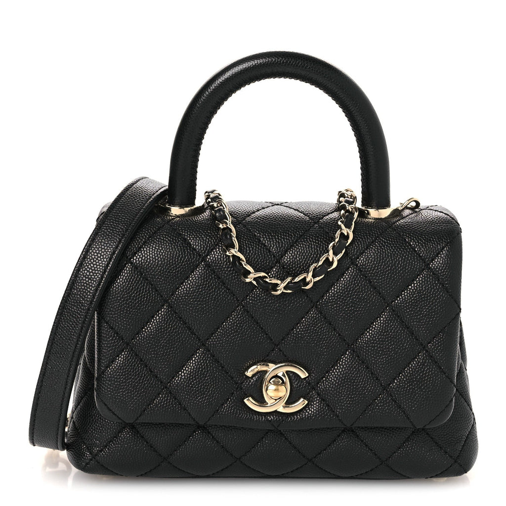 Caviar Quilted Extra Mini Coco Handle Flap Black